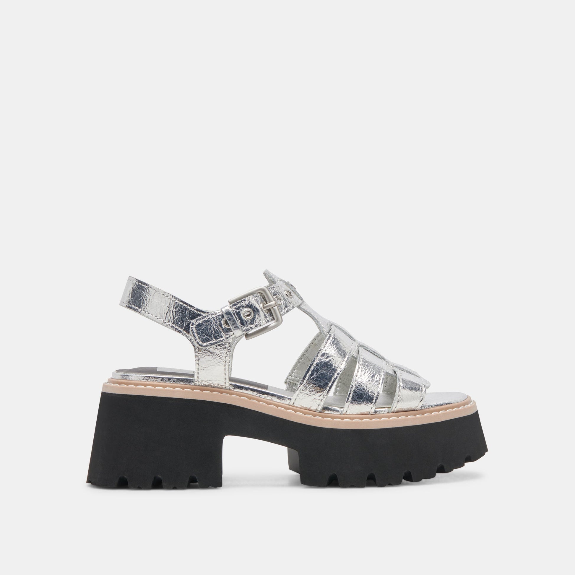 LATICE SANDALS SILVER DISTRESSED LEATHER Dolce Vita