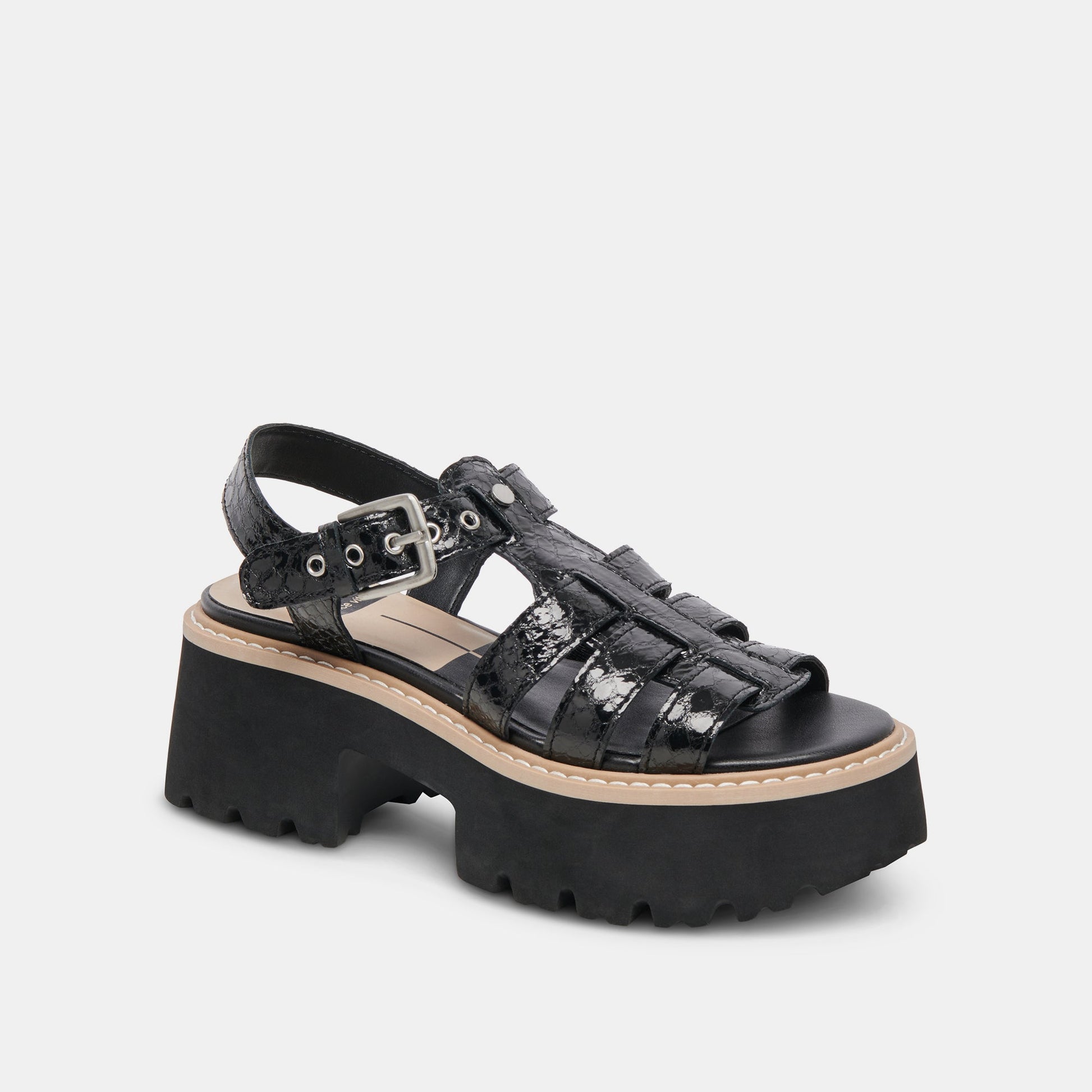 LATICE SANDALS MIDNIGHT EMBOSSED LEATHER Dolce Vita