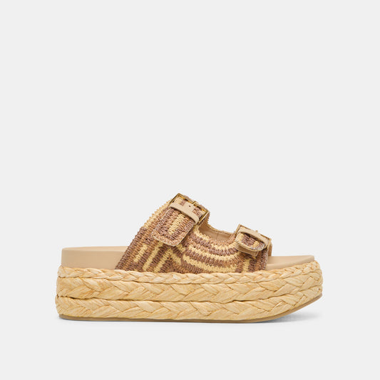 Falyn Brown Natural Woven Raffia Sandals Dolce Vita