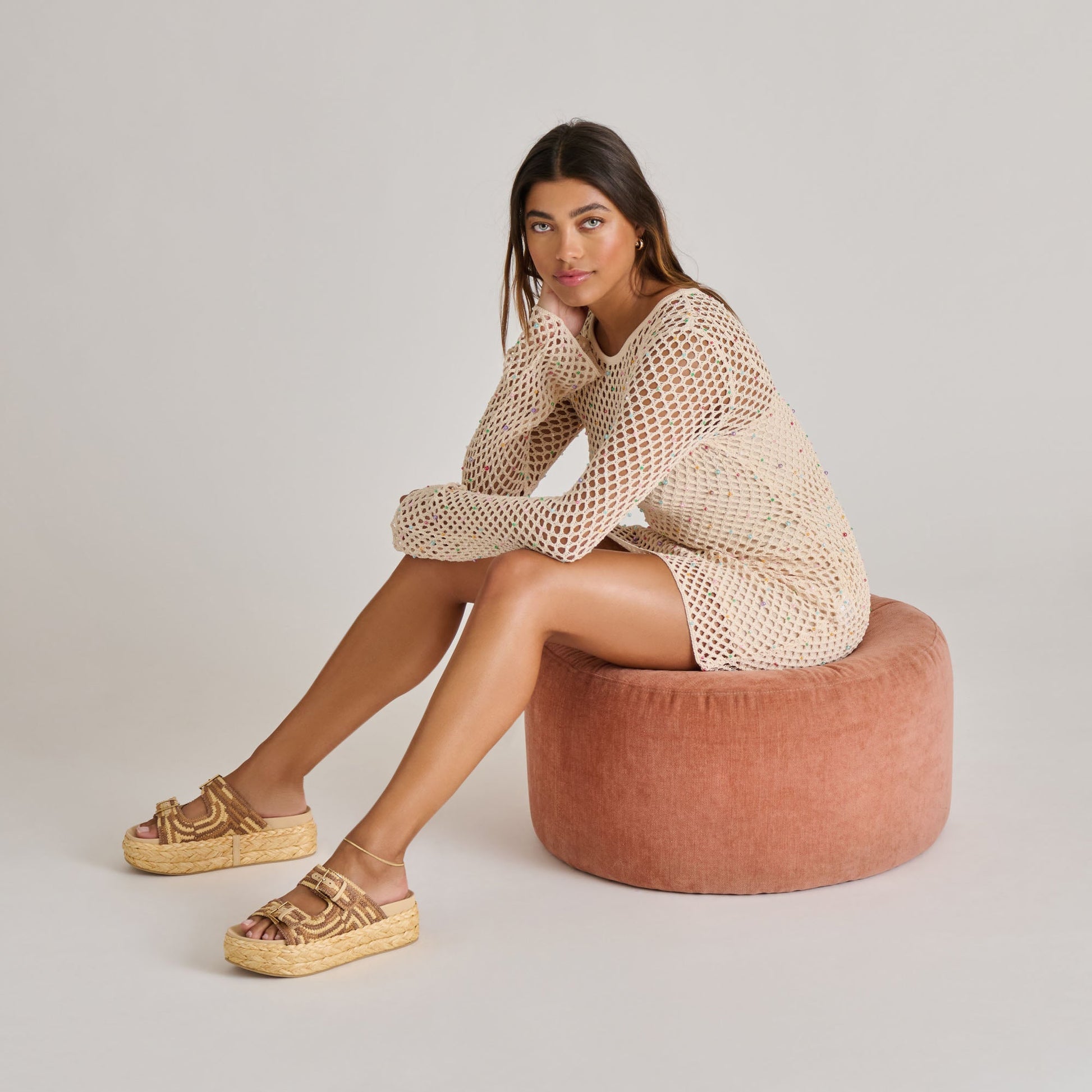 Falyn Brown Natural Woven Raffia Sandals Dolce Vita