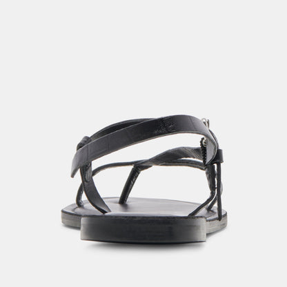 WANDRE SANDALS NOIR EMBOSSED LEATHER Dolce Vita