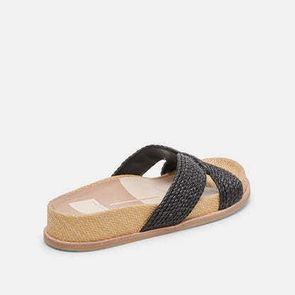 SELDA WIDE SANDALS ONYX RAFFIA Dolce Vita