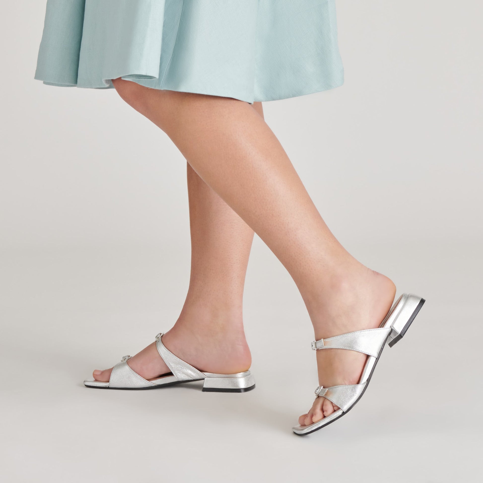 LAVERN SANDALS SILVER METALLIC LEATHER Dolce Vita