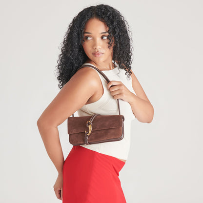 Alice Chocolate Suede Shoulder Bag Dolce Vita