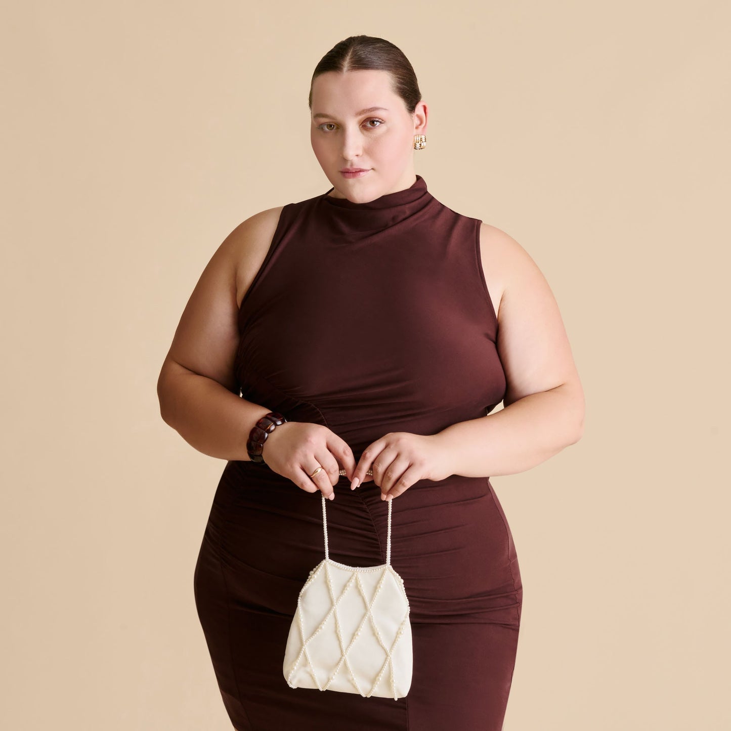 Serilda Ivory Satin Handbag Dolce Vita
