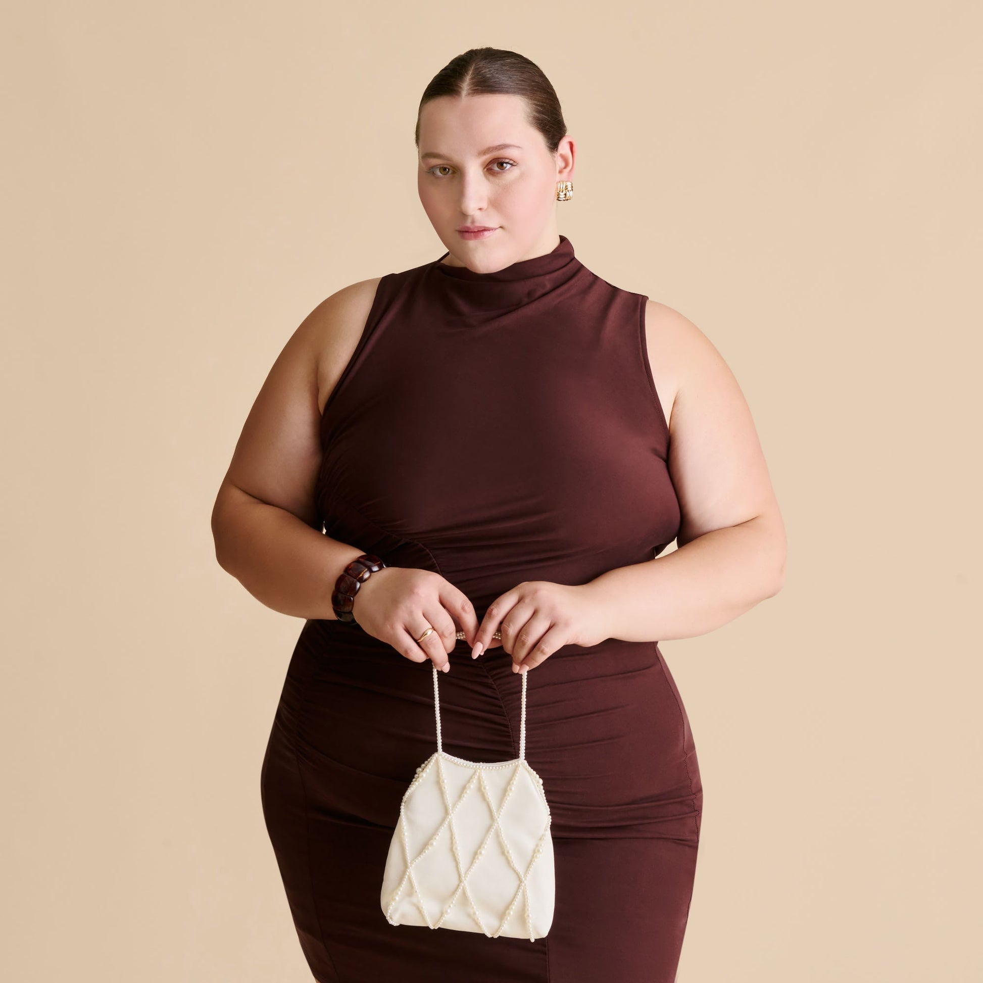 Serilda Ivory Satin Handbag Dolce Vita