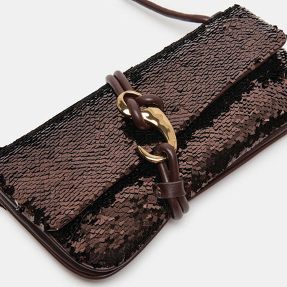 ALICE SHOULDER BAG BROWN SEQUIN STELLA Dolce Vita