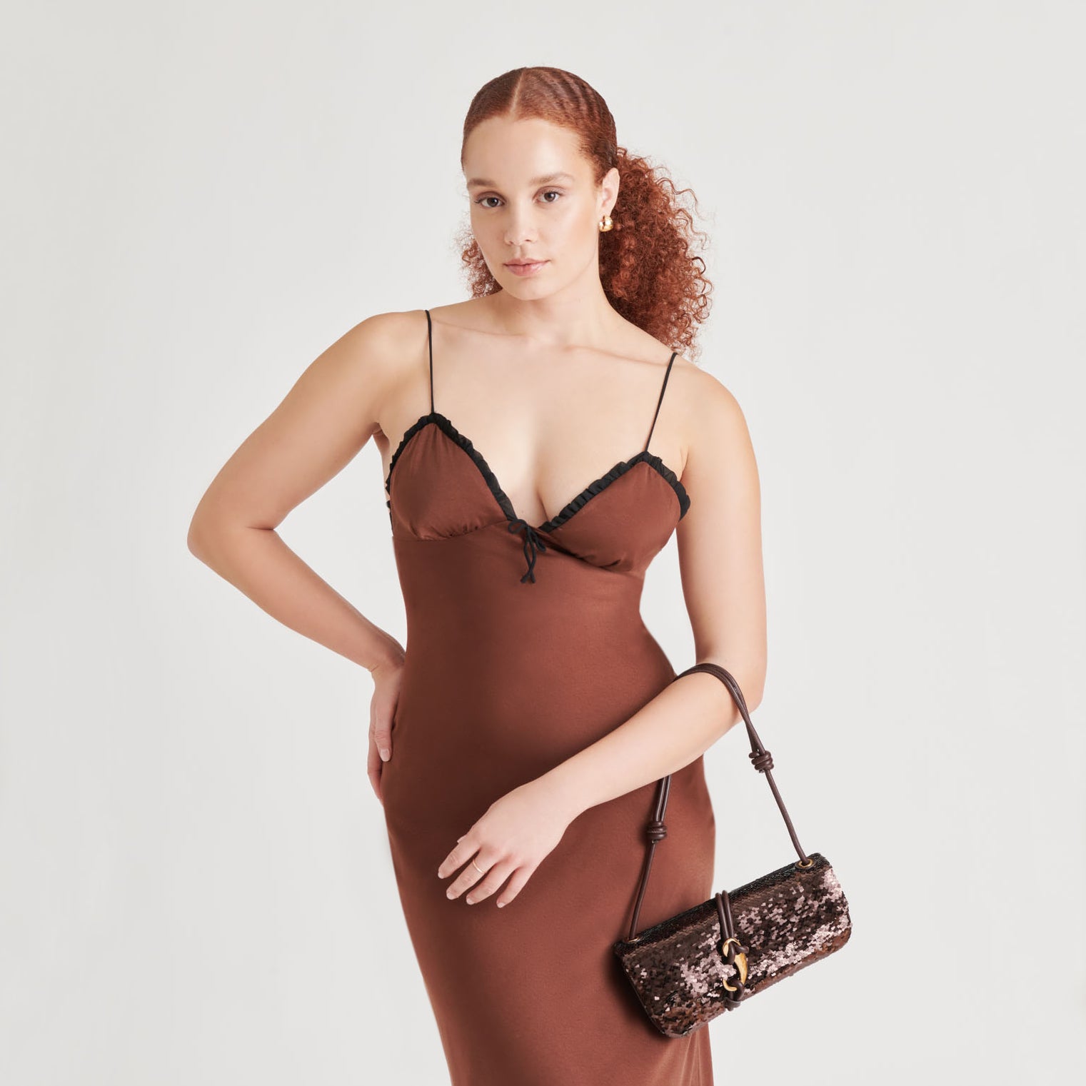 ALICE SHOULDER BAG BROWN SEQUIN STELLA Dolce Vita