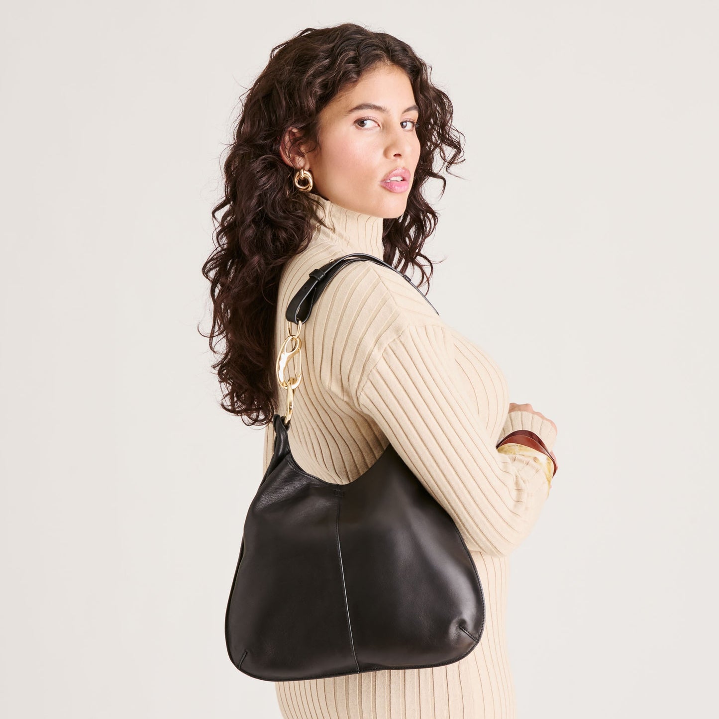 Johnnie Black Leather Shoulder Bag Dolce Vita