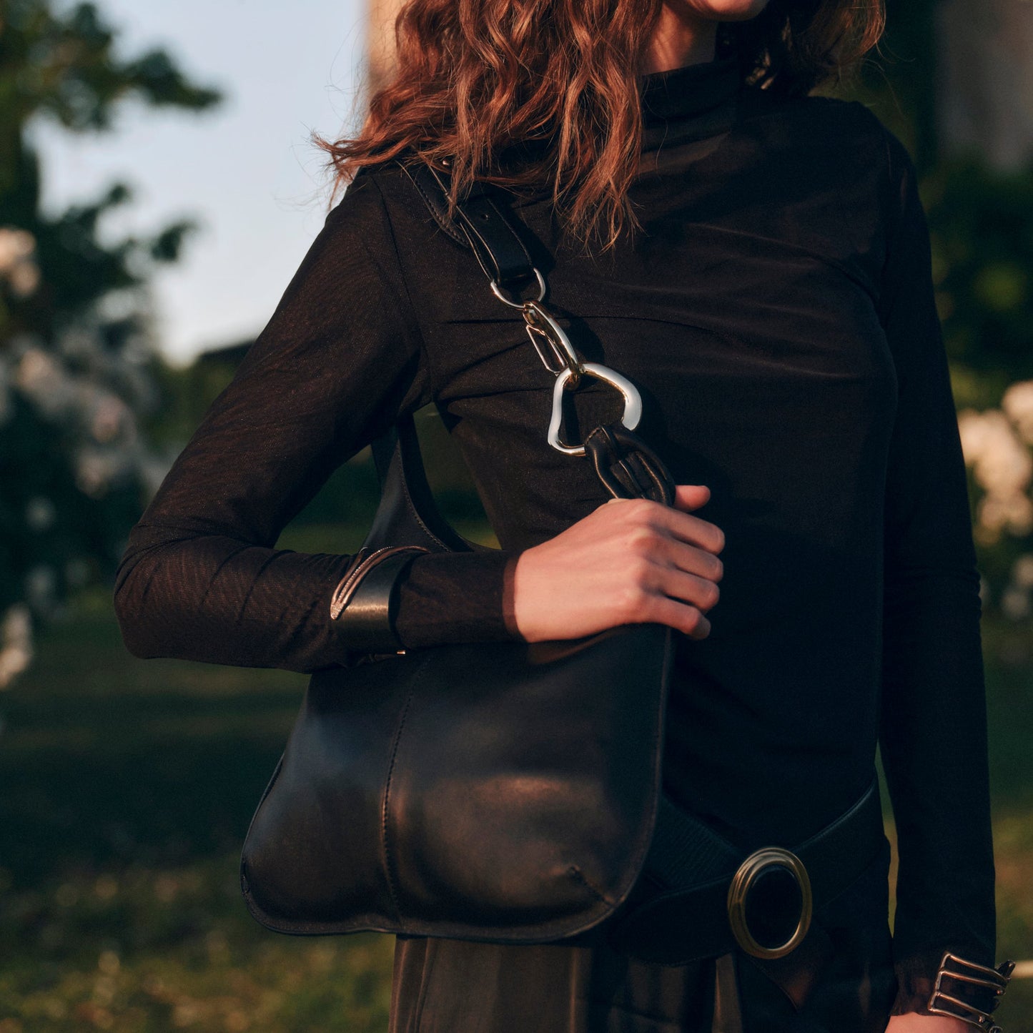 Johnnie Black Leather Shoulder Bag Dolce Vita