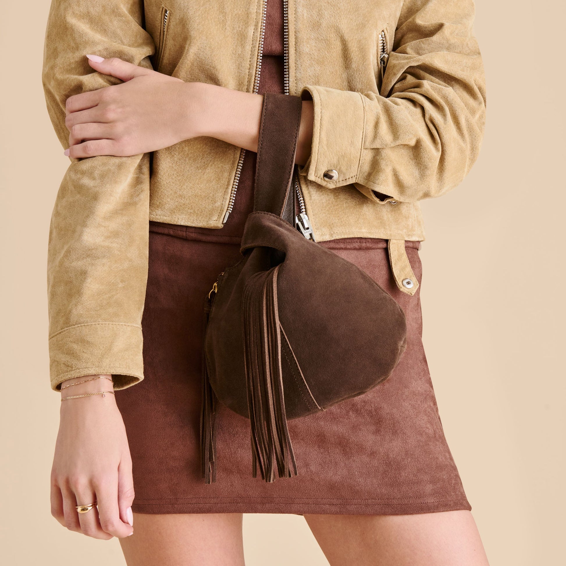 Zury Espresso Suede Handbag Dolce Vita