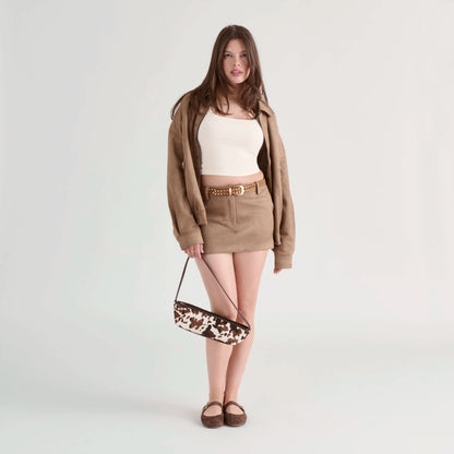 Savaii Cocoa Calf Hair Shoulder Bag Dolce Vita