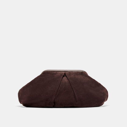 Sahara Espresso Suede Clutch Dolce Vita