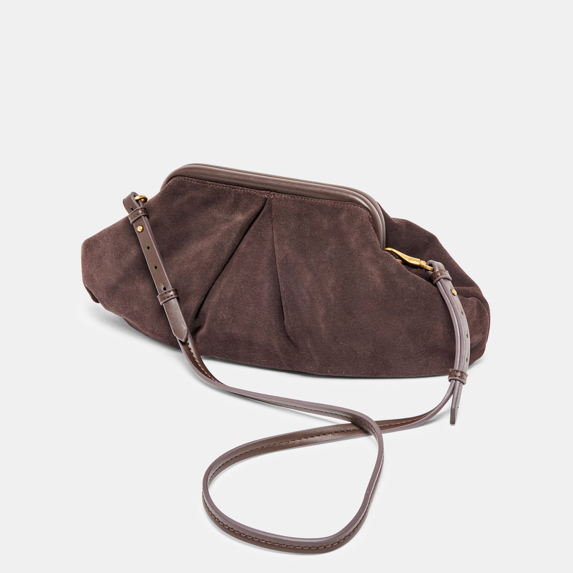 Sahara Espresso Suede Clutch Dolce Vita