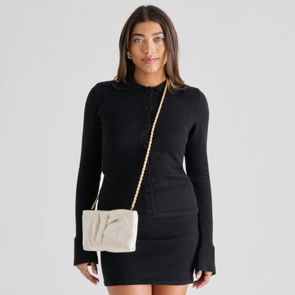 Rozey White Satin Clutch Dolce Vita
