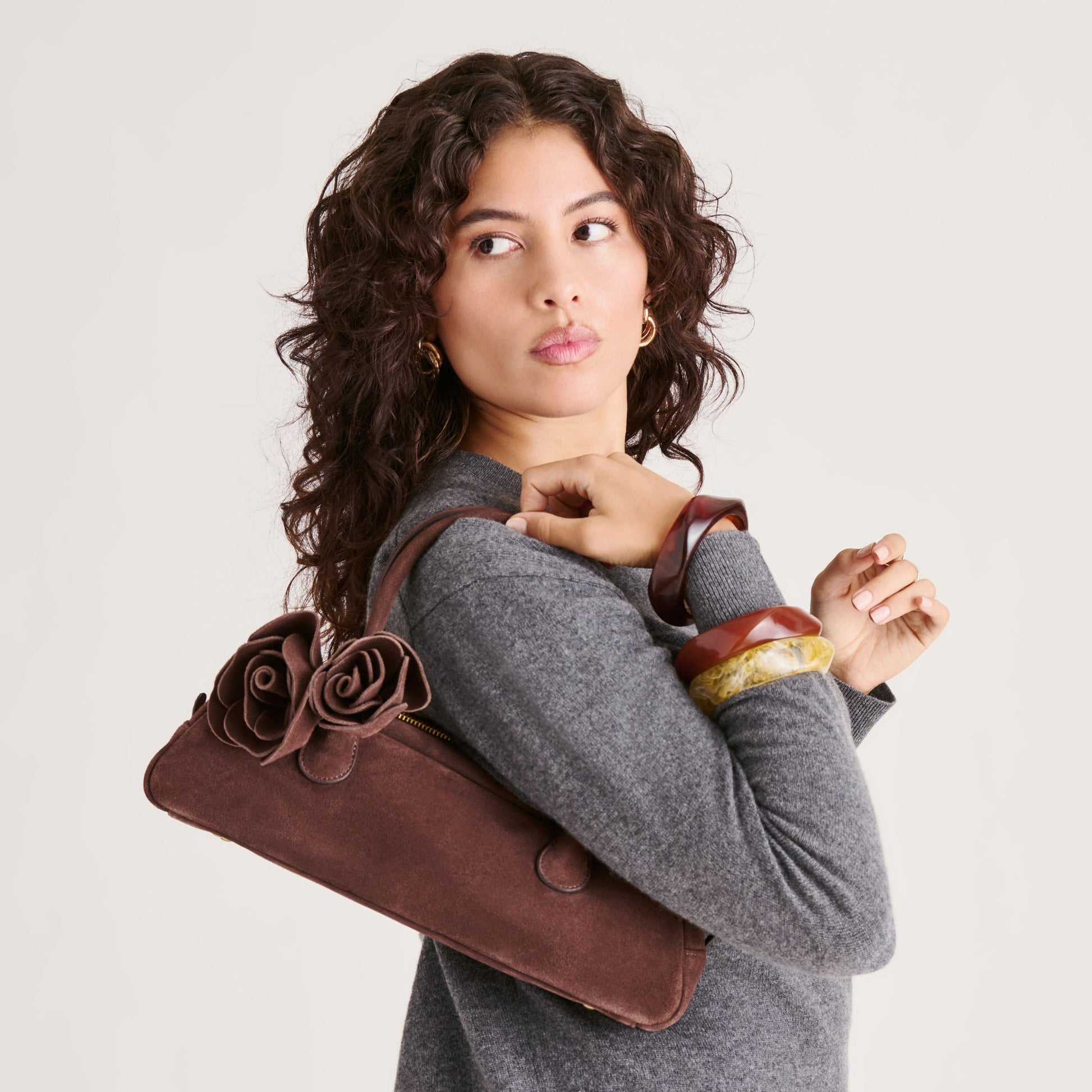 Boracay Chocolate Suede Shoulder Bag Dolce Vita