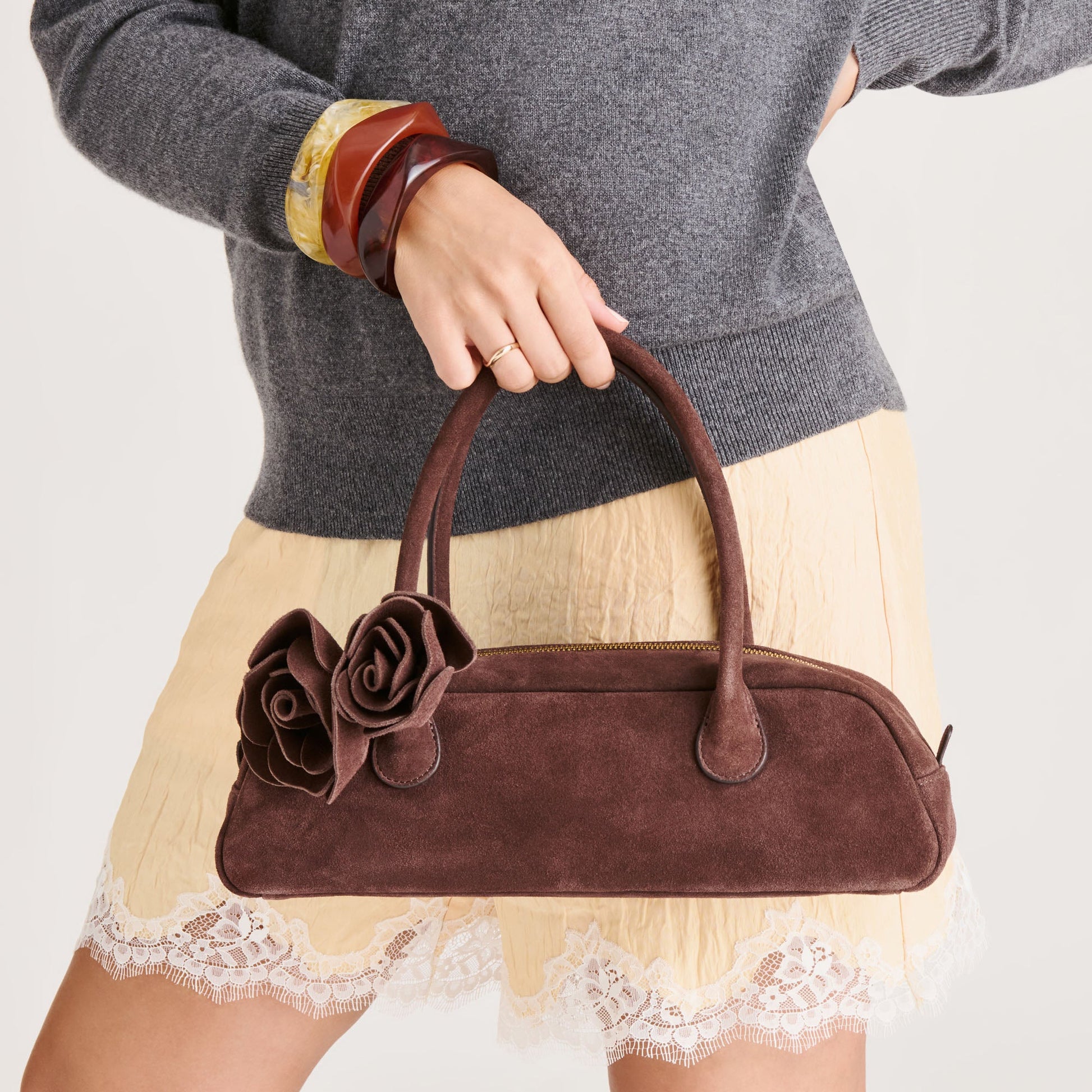 Boracay Chocolate Suede Shoulder Bag Dolce Vita