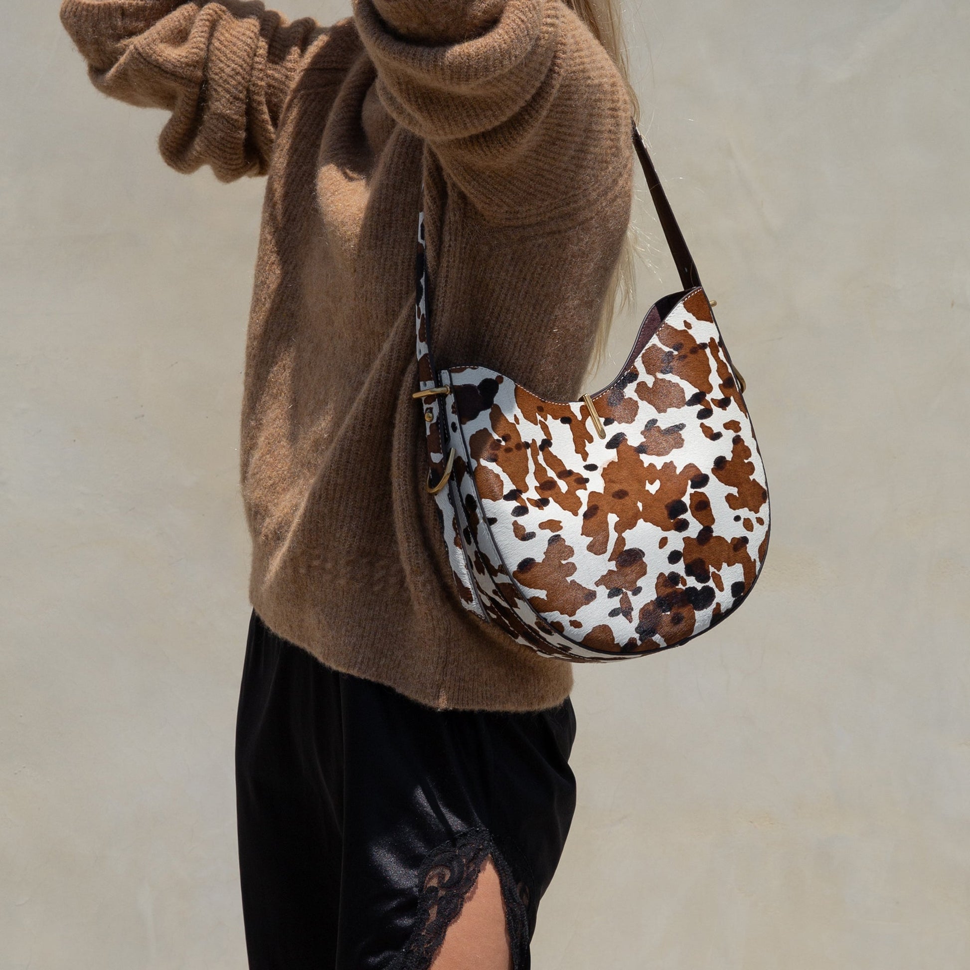 Bree Cocoa Calf Hair Shoulder Bag Dolce Vita