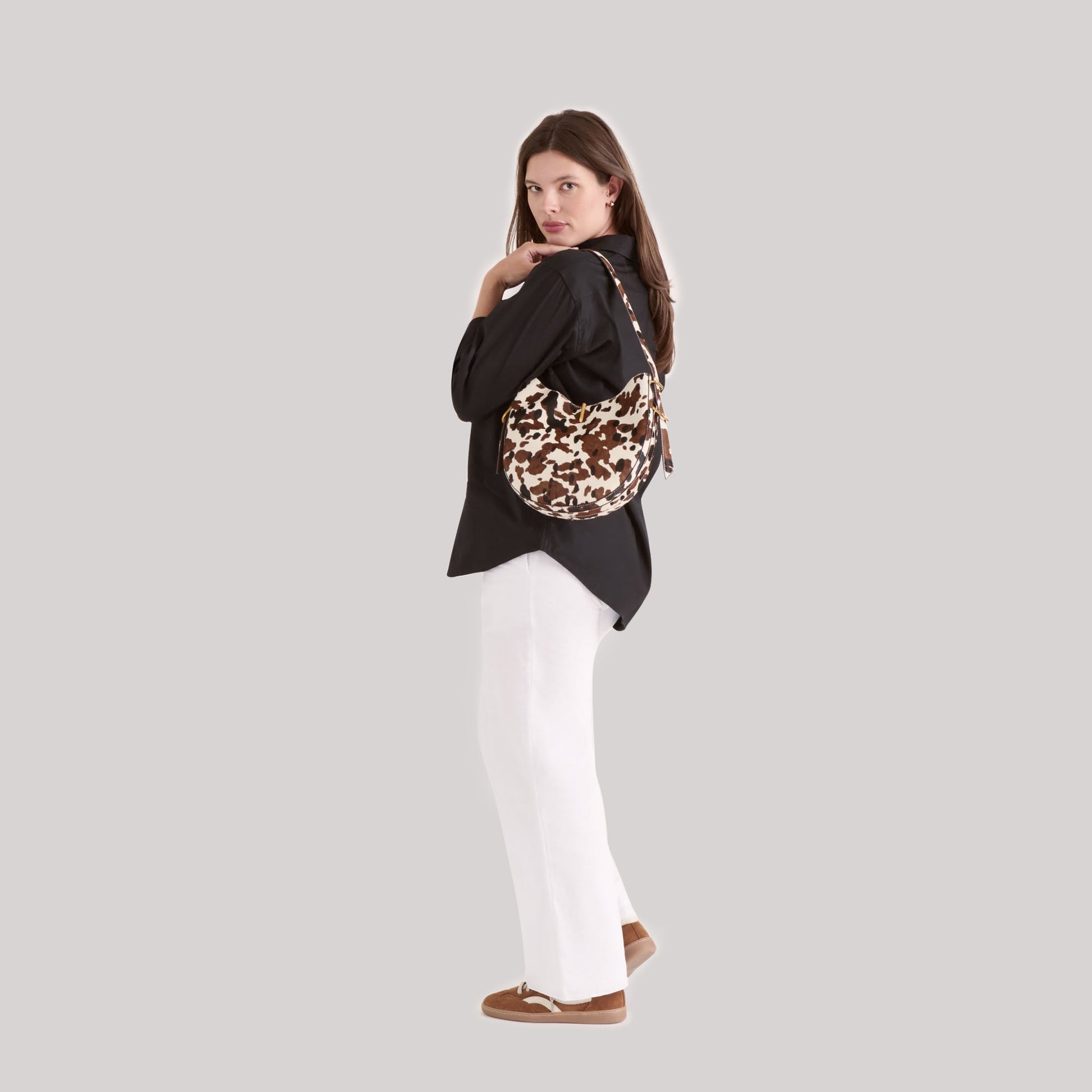 Bree Cocoa Calf Hair Shoulder Bag Dolce Vita