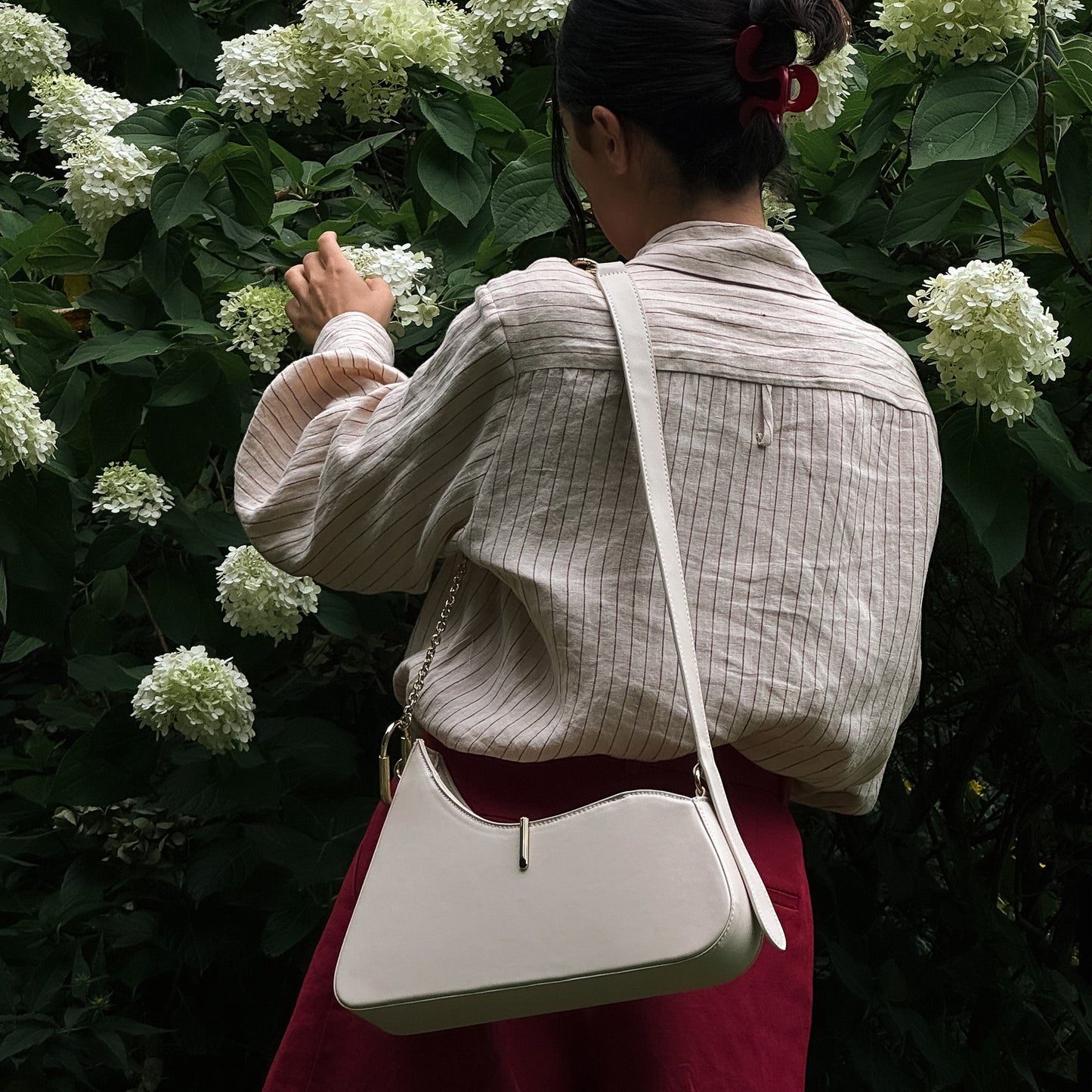 Prya Creme Leather Shoulder Bag Dolce Vita
