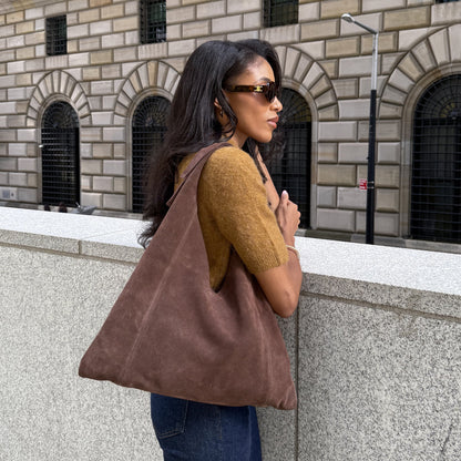 Marie Chocolate Suede Tote Dolce Vita