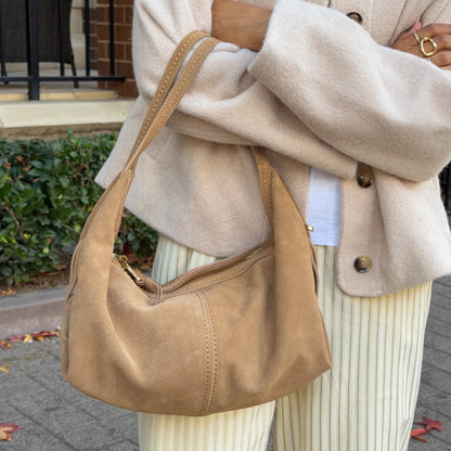 Billy Camel Suede Shoulder Bag Dolce Vita