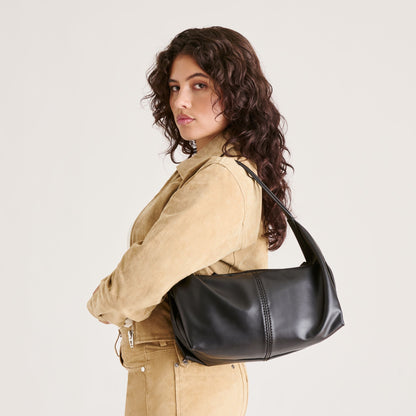 Billy Black Leather Shoulder Bag Dolce Vita