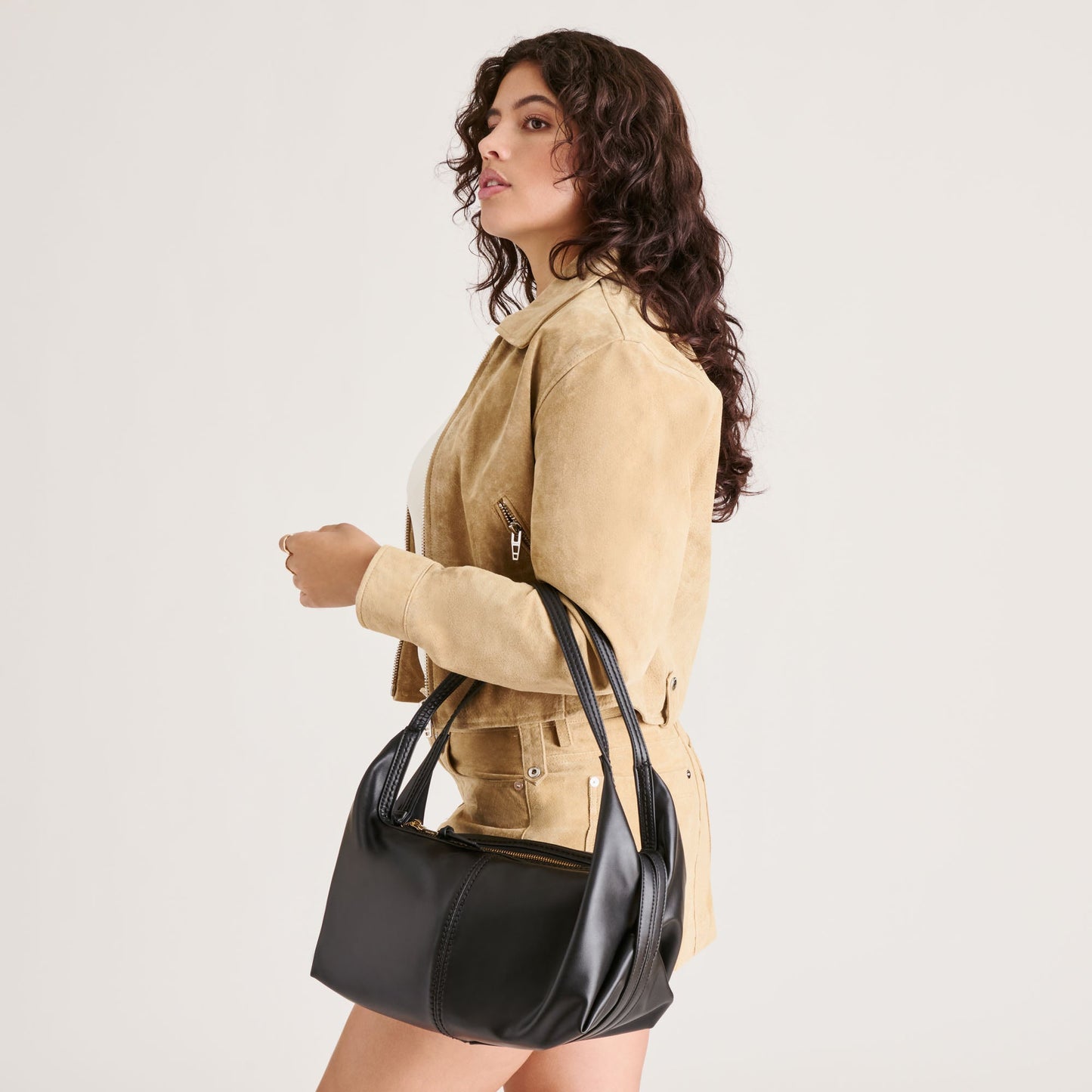 Billy Black Leather Shoulder Bag Dolce Vita