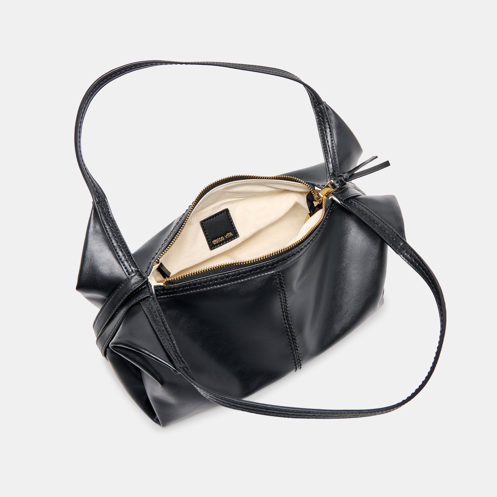 Billy Black Leather Shoulder Bag Dolce Vita