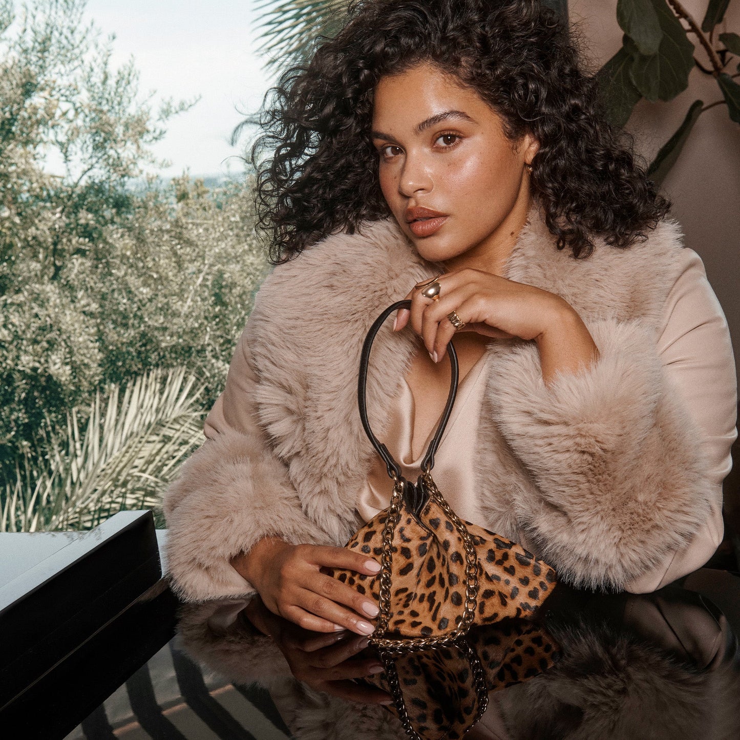 Jagger Leopard Calf Hair Shoulder Bag Dolce Vita