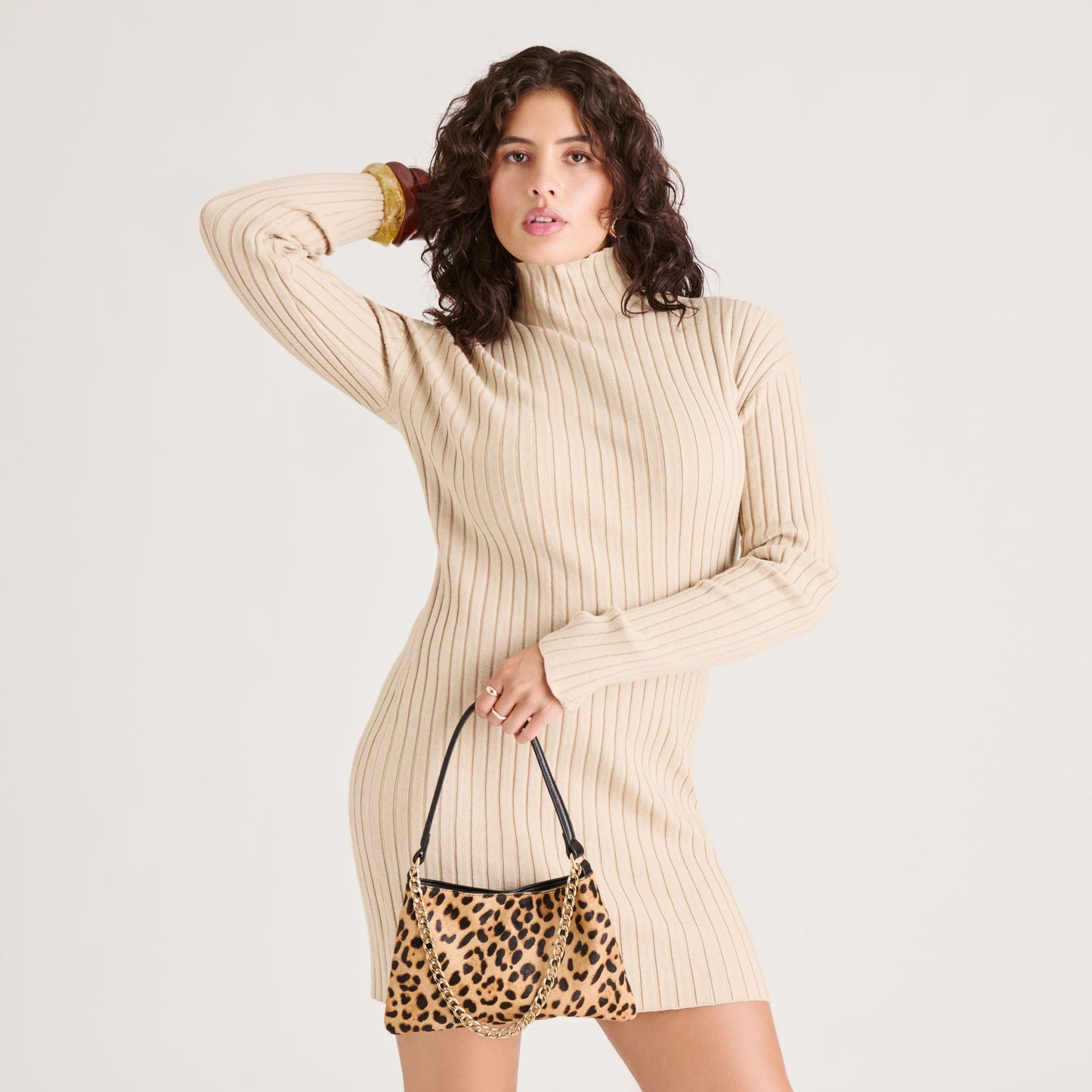 Jagger Leopard Calf Hair Shoulder Bag Dolce Vita