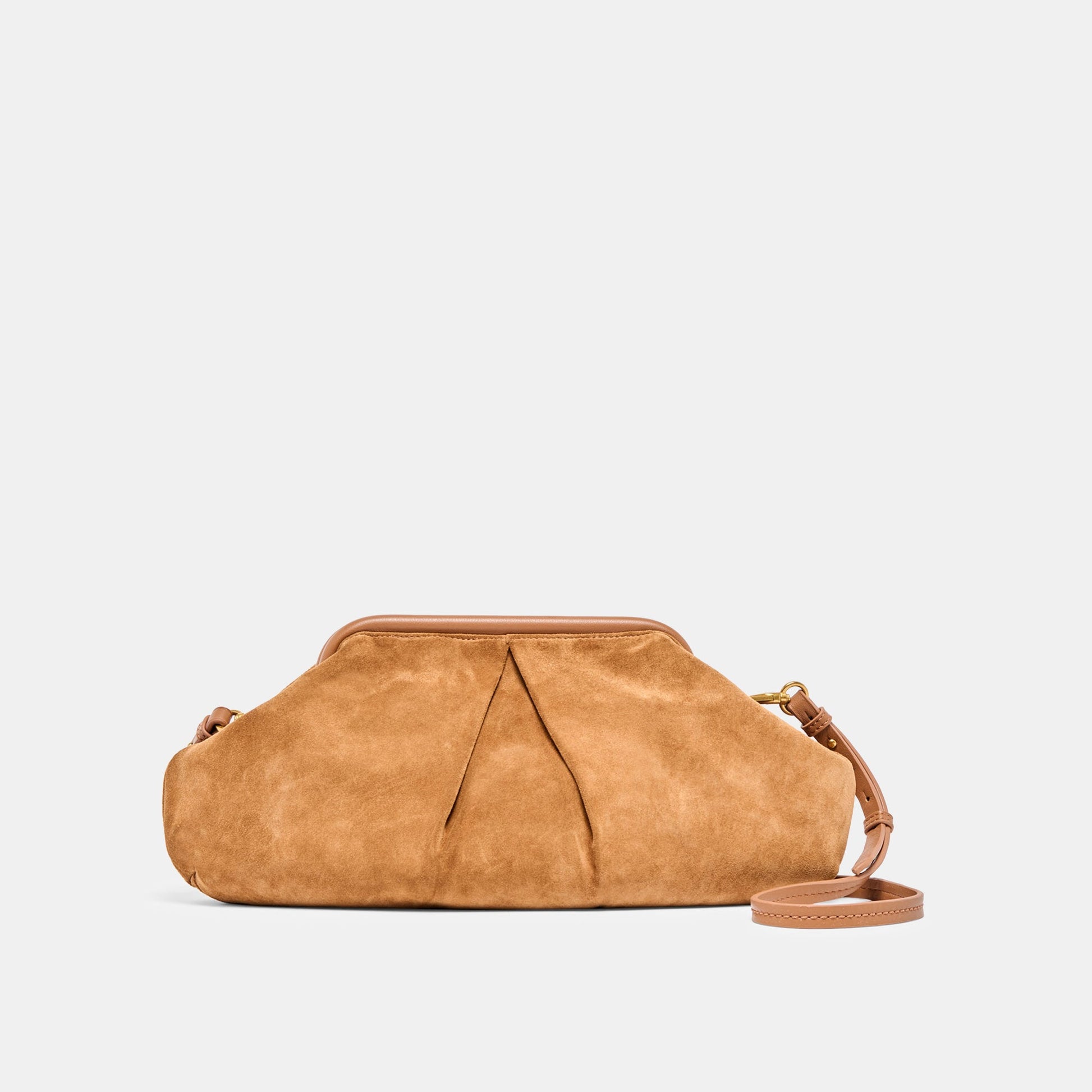 Sahara Cognac Suede Clutch Dolce Vita