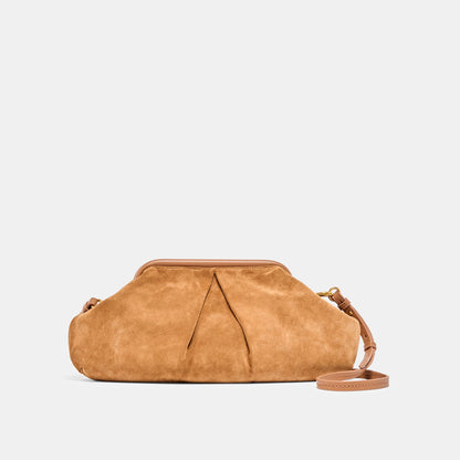 Sahara Cognac Suede Clutch Dolce Vita