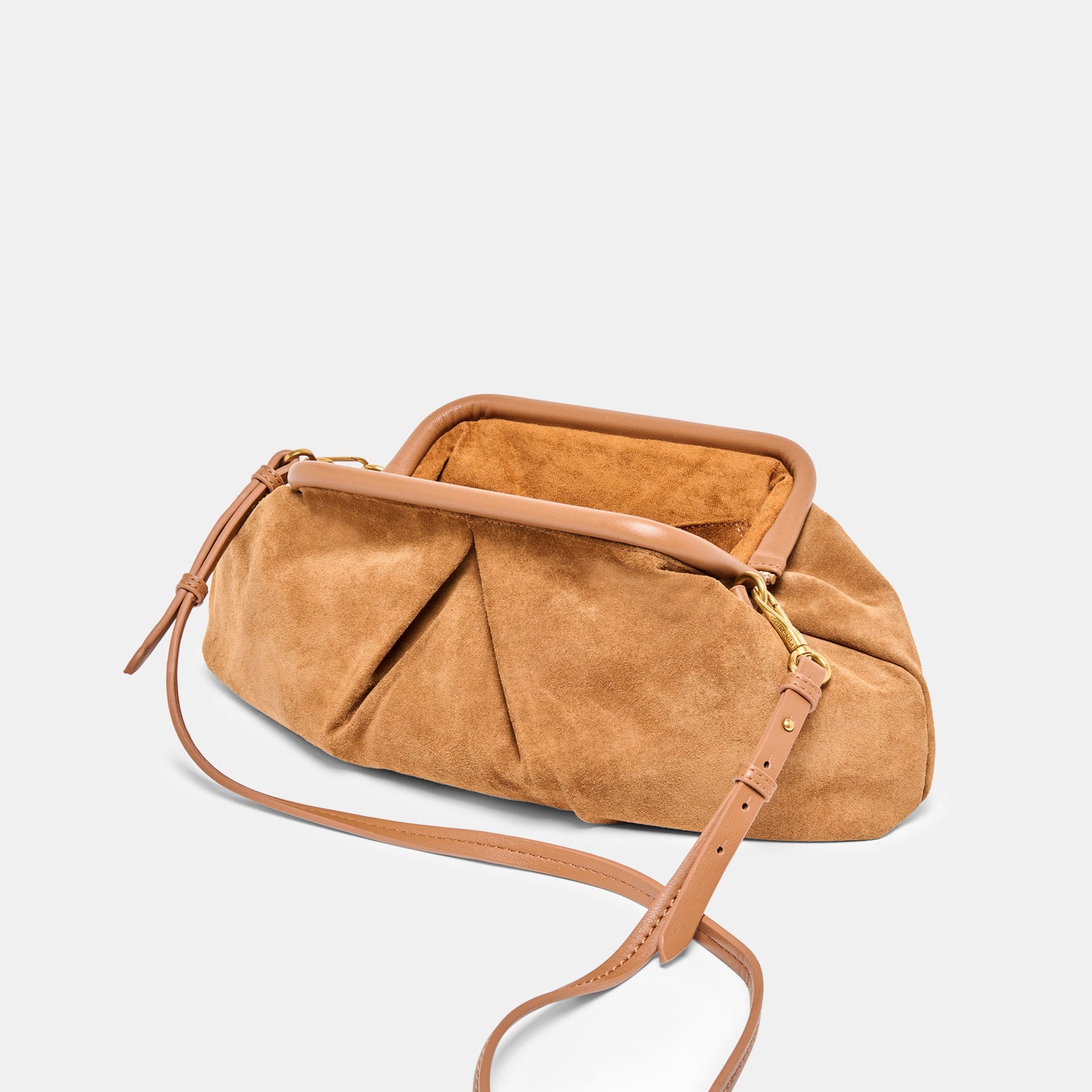 Sahara Cognac Suede Clutch Dolce Vita