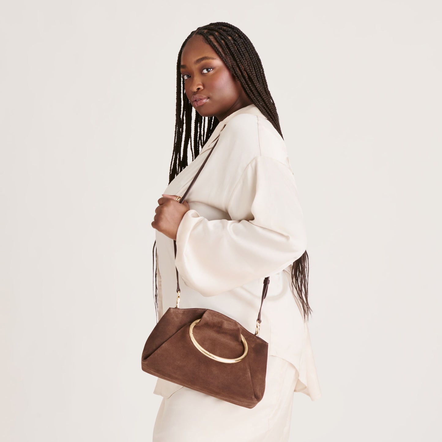 Channing Espresso Suede Handbag Dolce Vita