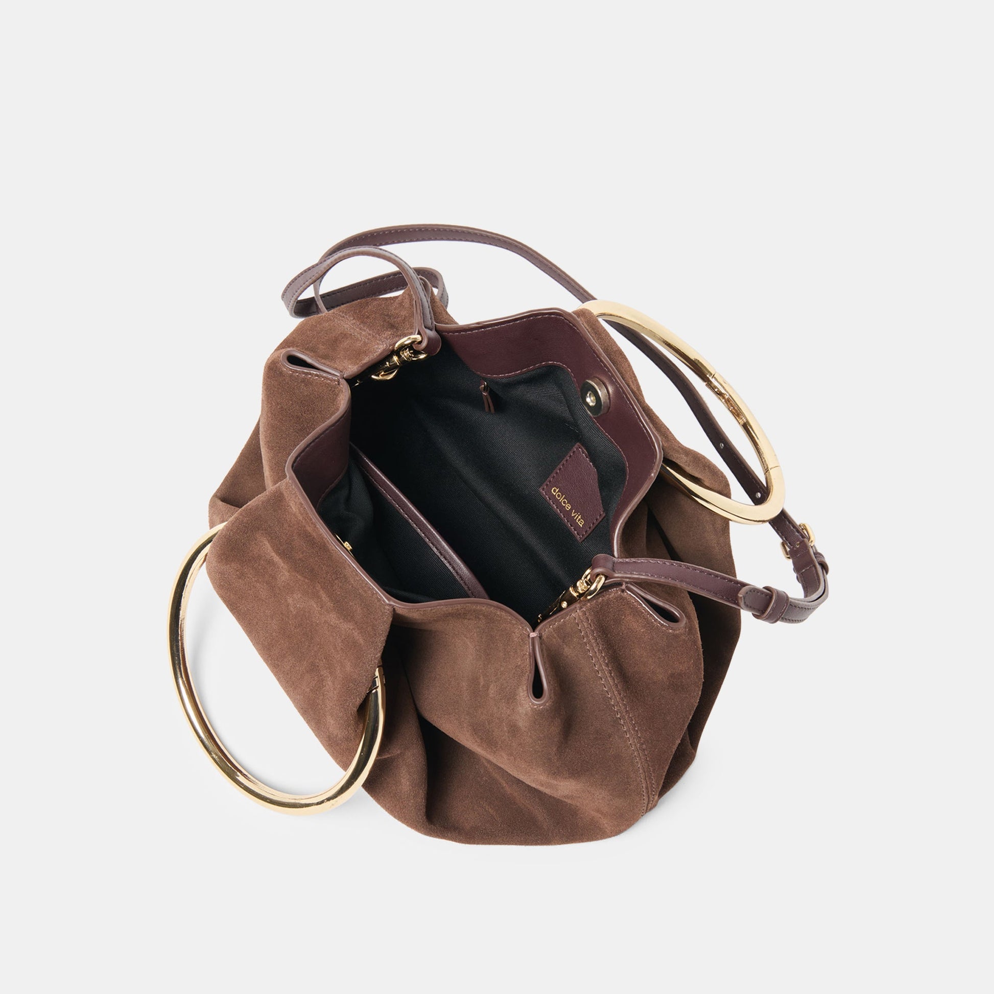 Channing Espresso Suede Handbag Dolce Vita