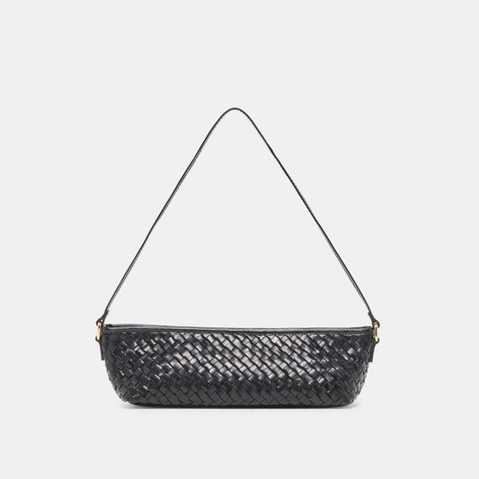 Savaii Black Woven Leather Shoulder Bag Dolce Vita