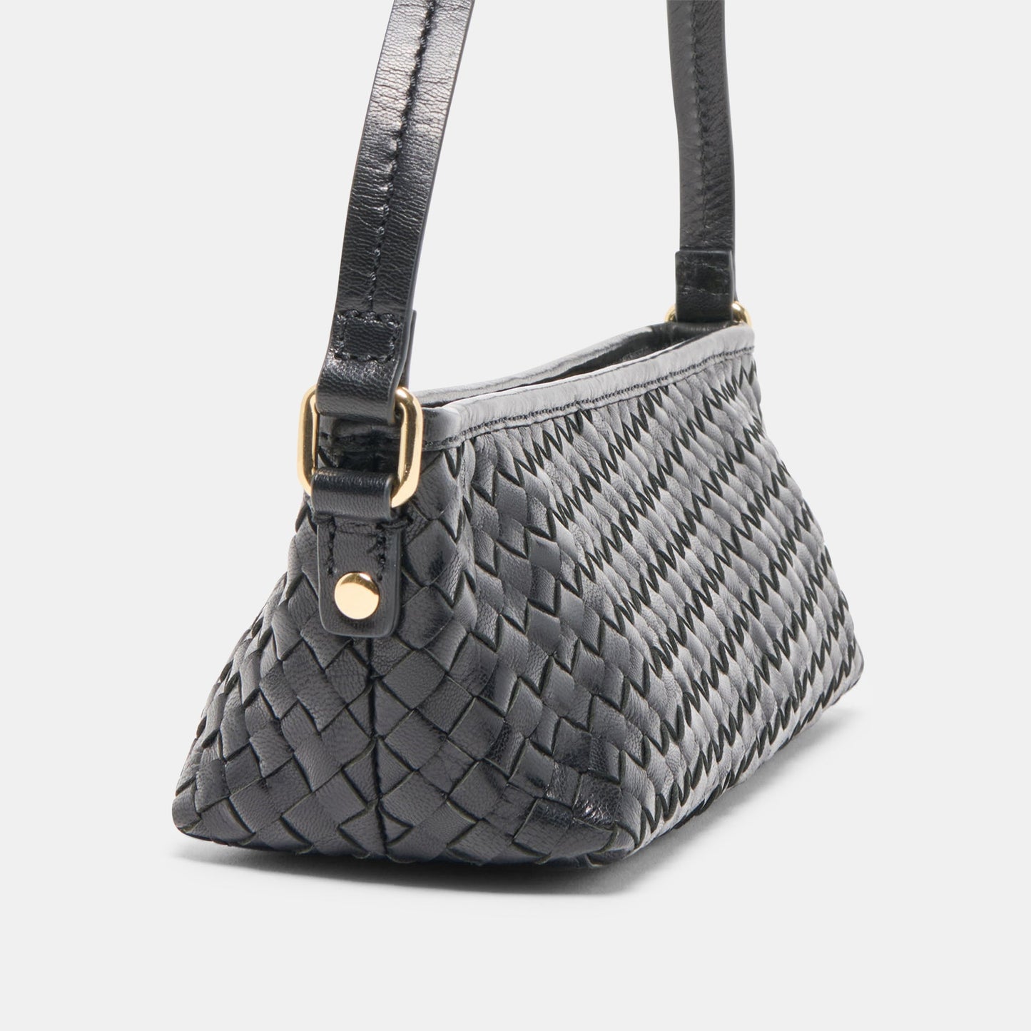 Savaii Black Woven Leather Shoulder Bag Dolce Vita