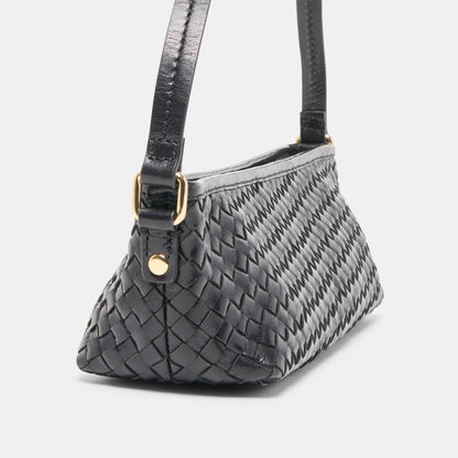 Savaii Black Woven Leather Shoulder Bag Dolce Vita