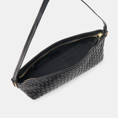 Savaii Black Woven Leather Shoulder Bag Dolce Vita