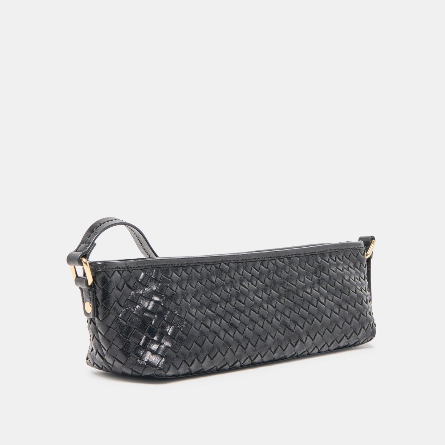 Savaii Black Woven Leather Shoulder Bag Dolce Vita