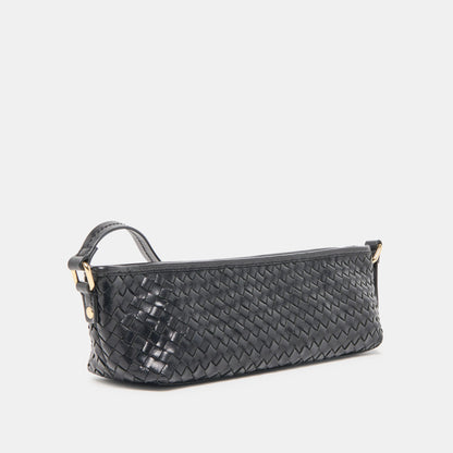 Savaii Black Woven Leather Shoulder Bag Dolce Vita