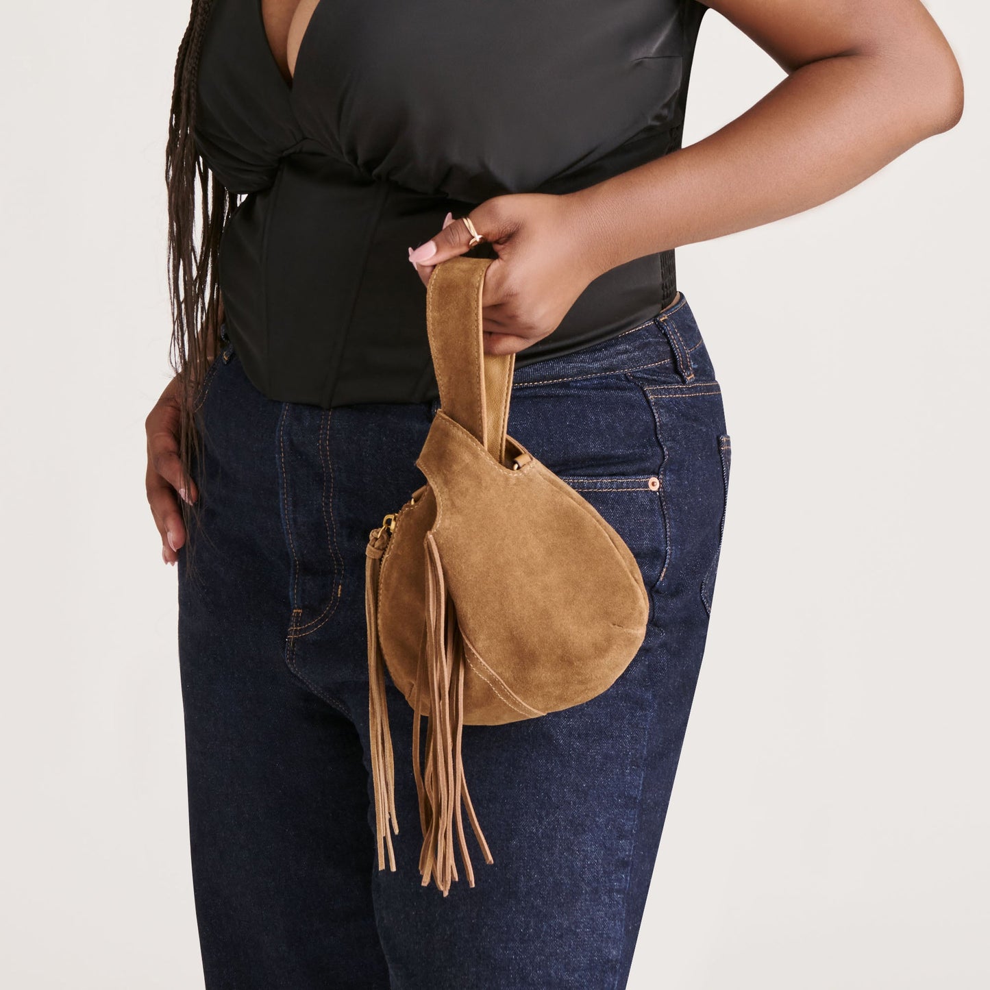 Zury Camel Suede Handbag Dolce Vita