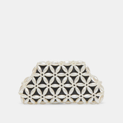 Marlow Black Satin Pearl Clutch Dolce Vita