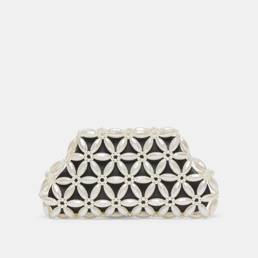 Marlow Black Satin Pearl Clutch Dolce Vita