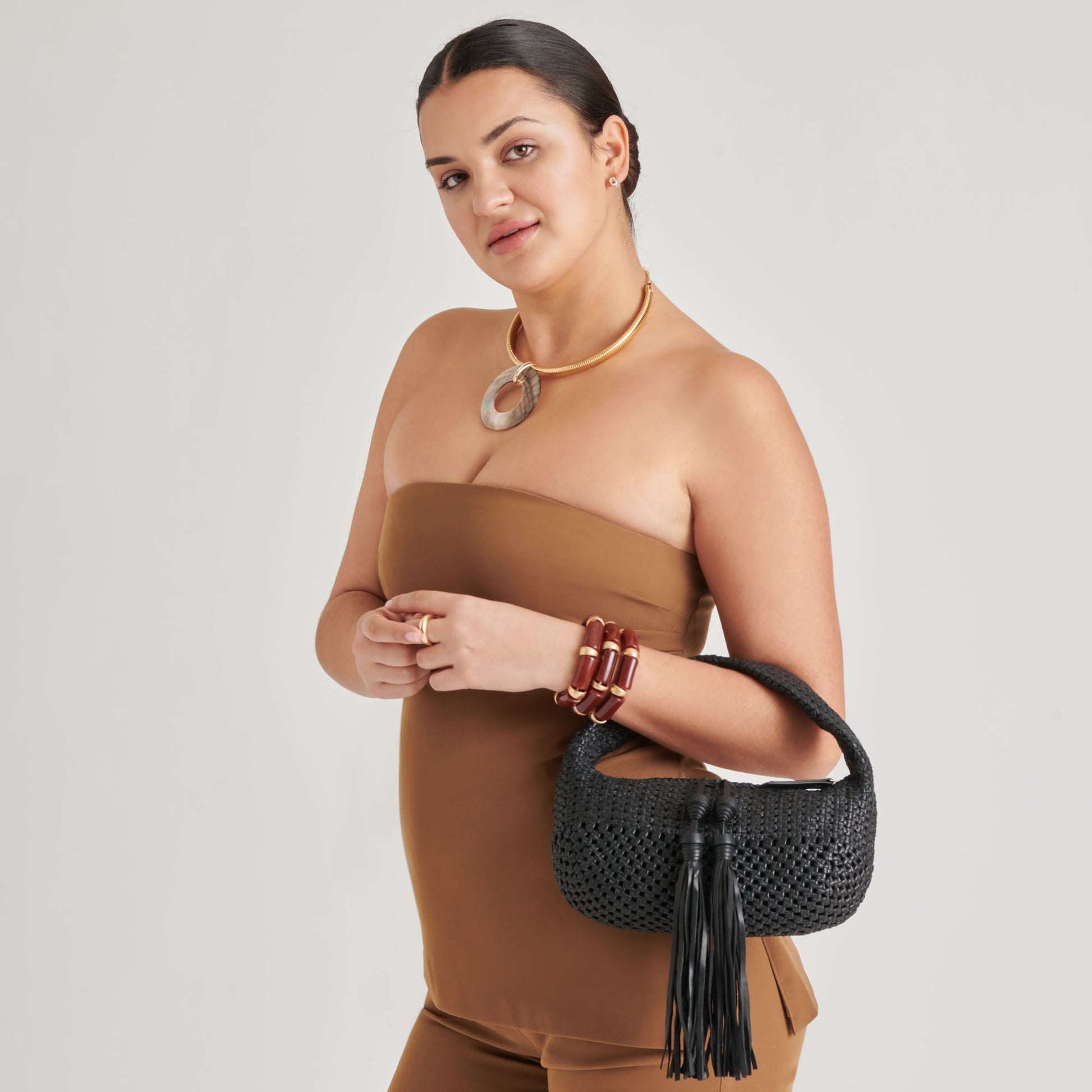 Zenia Black Leather Handbag Dolce Vita