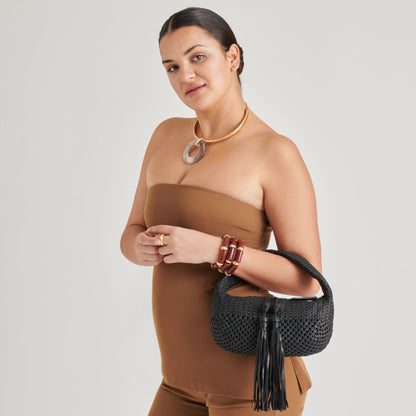 Zenia Black Leather Handbag Dolce Vita