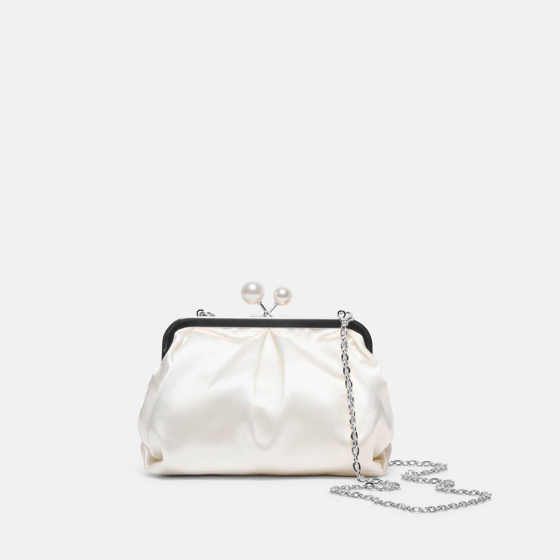 Kendall White Satin Clutch Dolce Vita