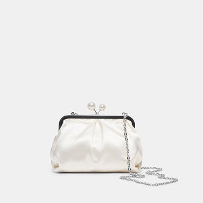 Kendall White Satin Clutch Dolce Vita