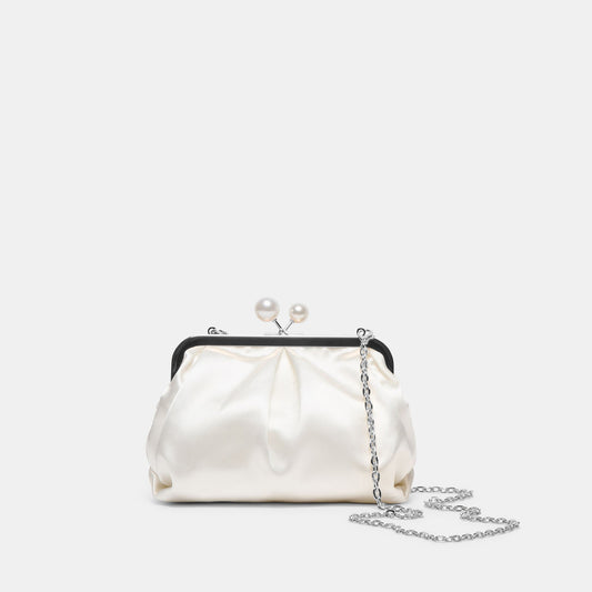 Kendall White Satin Clutch Dolce Vita